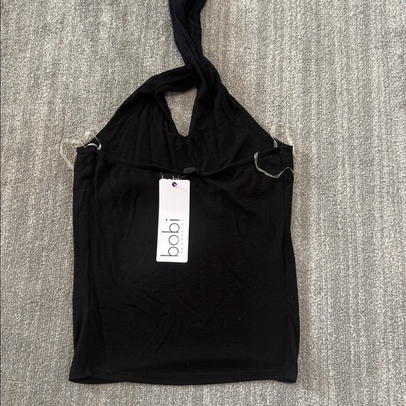 Bobi Ribbed Keyhole Halter Top - Picture 7 of 8